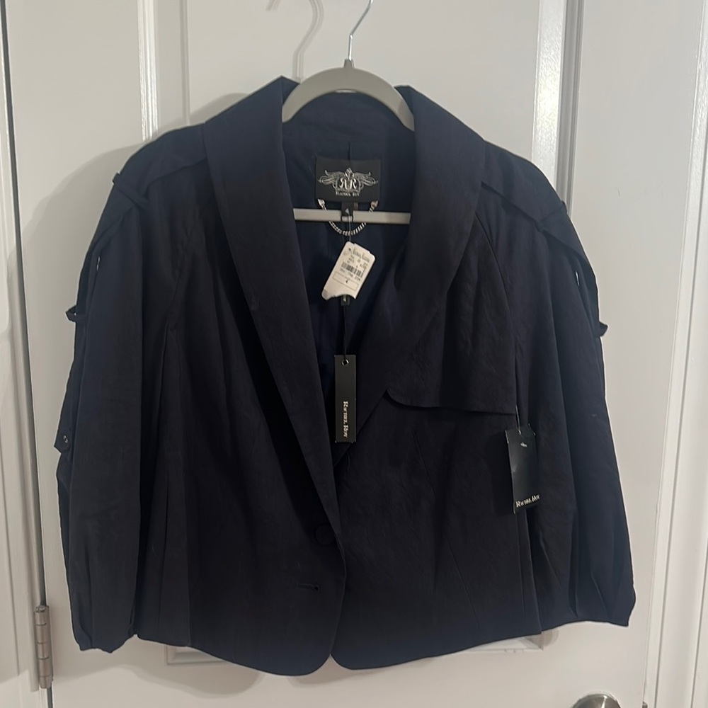RACHEL Rachel Roy Blue Blazer Structured Notched Lapel
